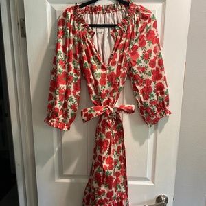 Dondolo Floral Red and Green Women's Dress